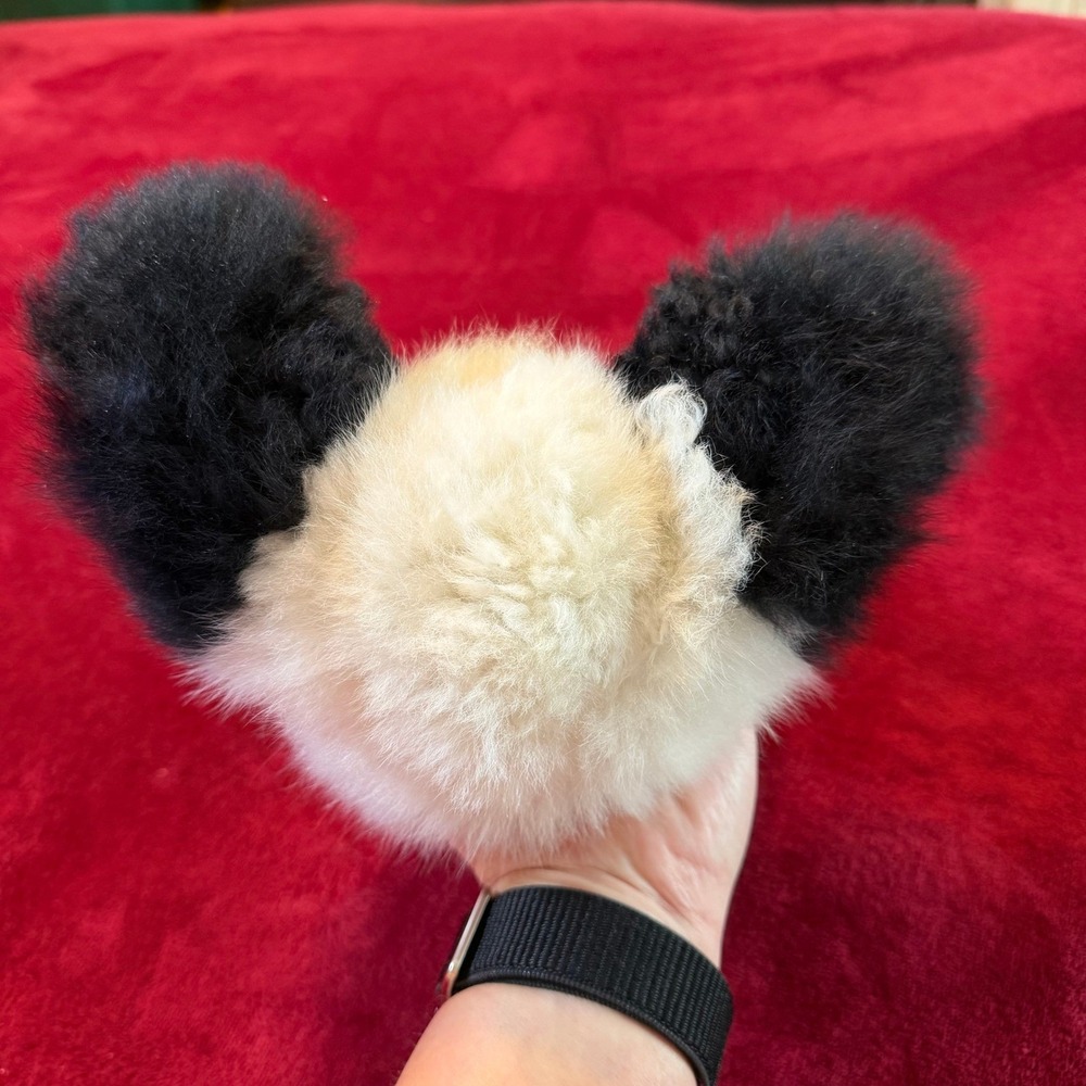 Classic Alpaca Panda Bear Plush Stuffed Animal Genuine Alpaca Fiber Black White - Picture 3 of 8